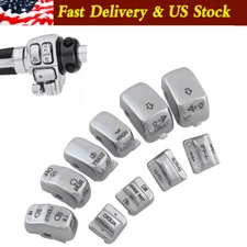 10x Chrome Hand Control Switch Housing Button Cover Cap For Harley Touring 96-13