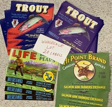 Wholesale Lot Of 20 Fishing  Hunting Vintage Original Fruit Crate Labels Signs