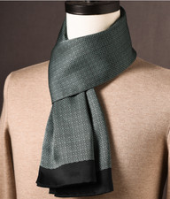 100 Silk men women Scarf satin long neckerchief Wrap plaids green gray WS659-24