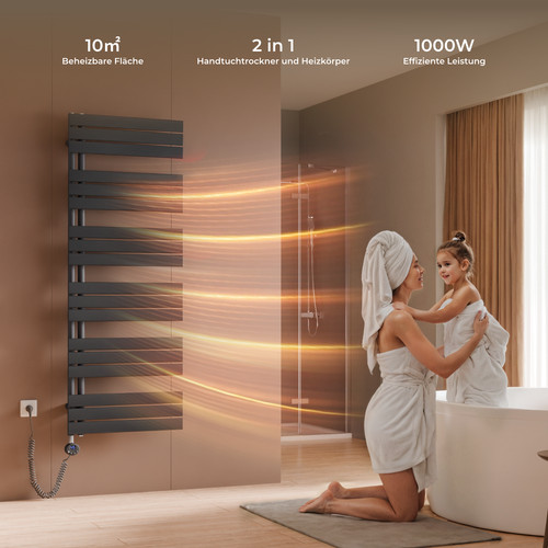 Badheizkörper Elektrisch mit Thermostat Elektro Flachheizkörper Handtuchwärmer - Bild 6 von 41
