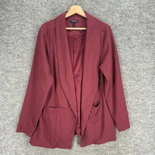 Torrid Blazer Women 2 Red Collared Open Front Long Sleeve Lined Pockets Casual
