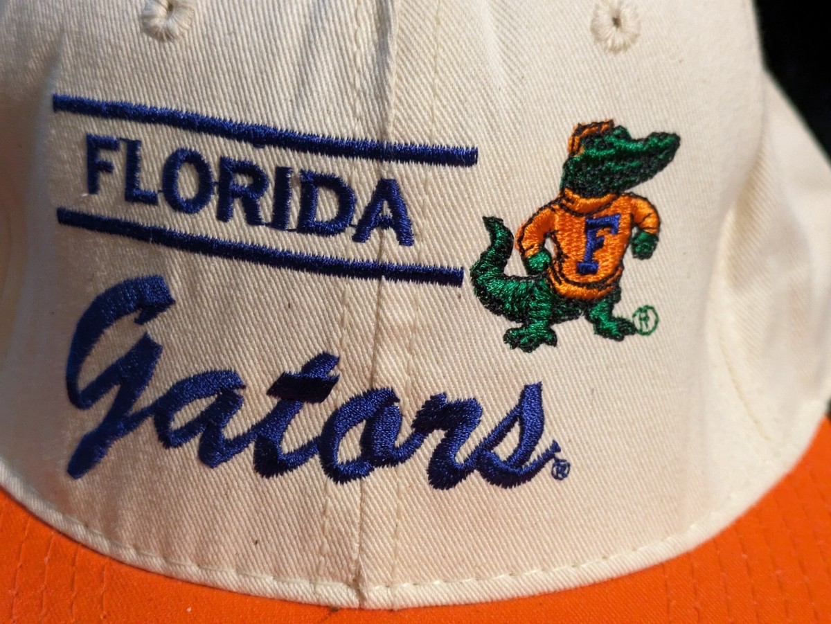 Casquette Vintage Florida Gators Années 90 - Logo Grand Double Barre Blanc - Taille Ajustable - Marque The Game