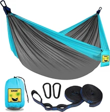 Camping Hammock Double & Single Portable Hammocks 2 Tree Straps and Carry Bag