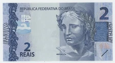 Brazil 2 Reais 2010 Pick 252.f UNC Uncirculated Banknote SERIE KC Sea turtle