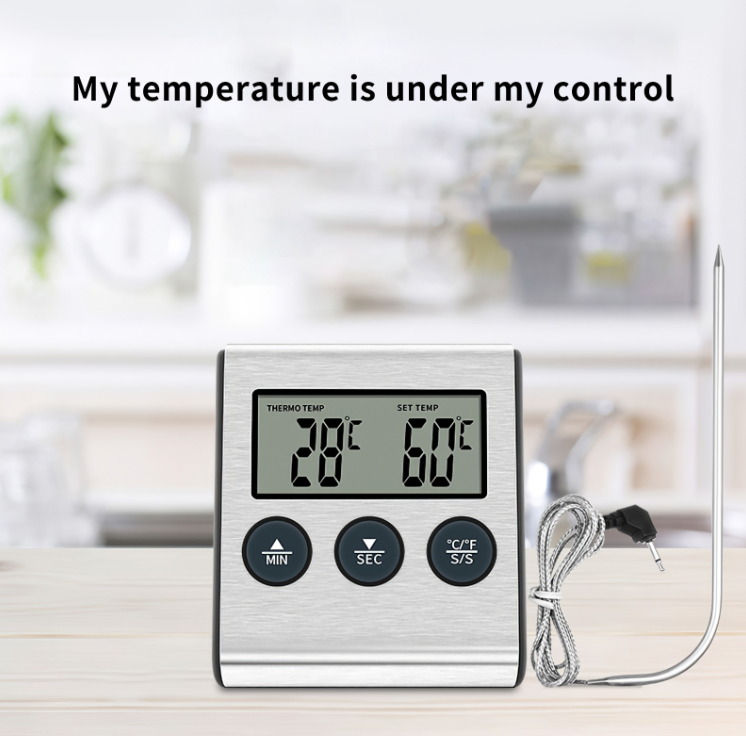 Electronic Thermometer Practical Kitchen Food Meat Temperature Meter Gauge Timer