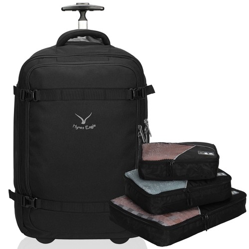 Hynes Eagle 22 in Rolling Backpack Carry-on Trolley Luggage Suitcase Laptop Bag - Picture 21 of 44