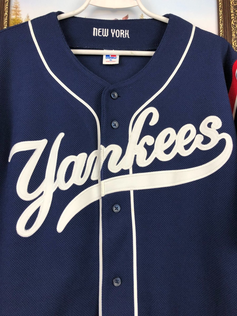 Vintage 90's New York Yankees Jersey MLB Mens Blue Baseball Shirt