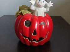 Halloween Ghost And Jack O Lantern Pumpkin Porcelain Night Light Missing Light