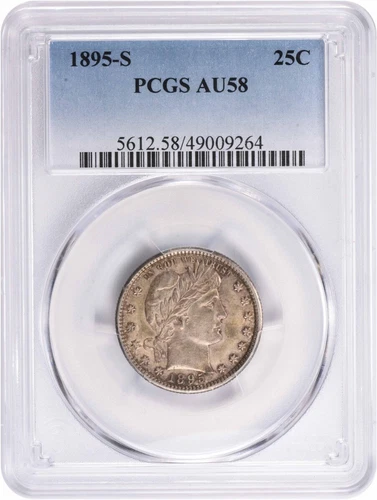 1895-S Barber Silver Quarter AU58 PCGS