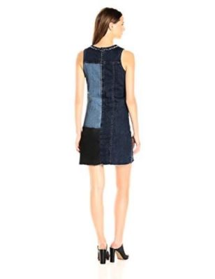 calvin klein jeans denim dress Colorblocked Shift It features a square neckline and wide straps Calvin Klein Jeans Utility Shirt