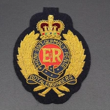 London Badge Button Co Bullion Wire Blazer Patch Royal Engineers Crown Blue