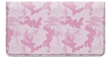 Pink Camo Designer Checkbook Cover, Credit Card Slots & Pen Loop
