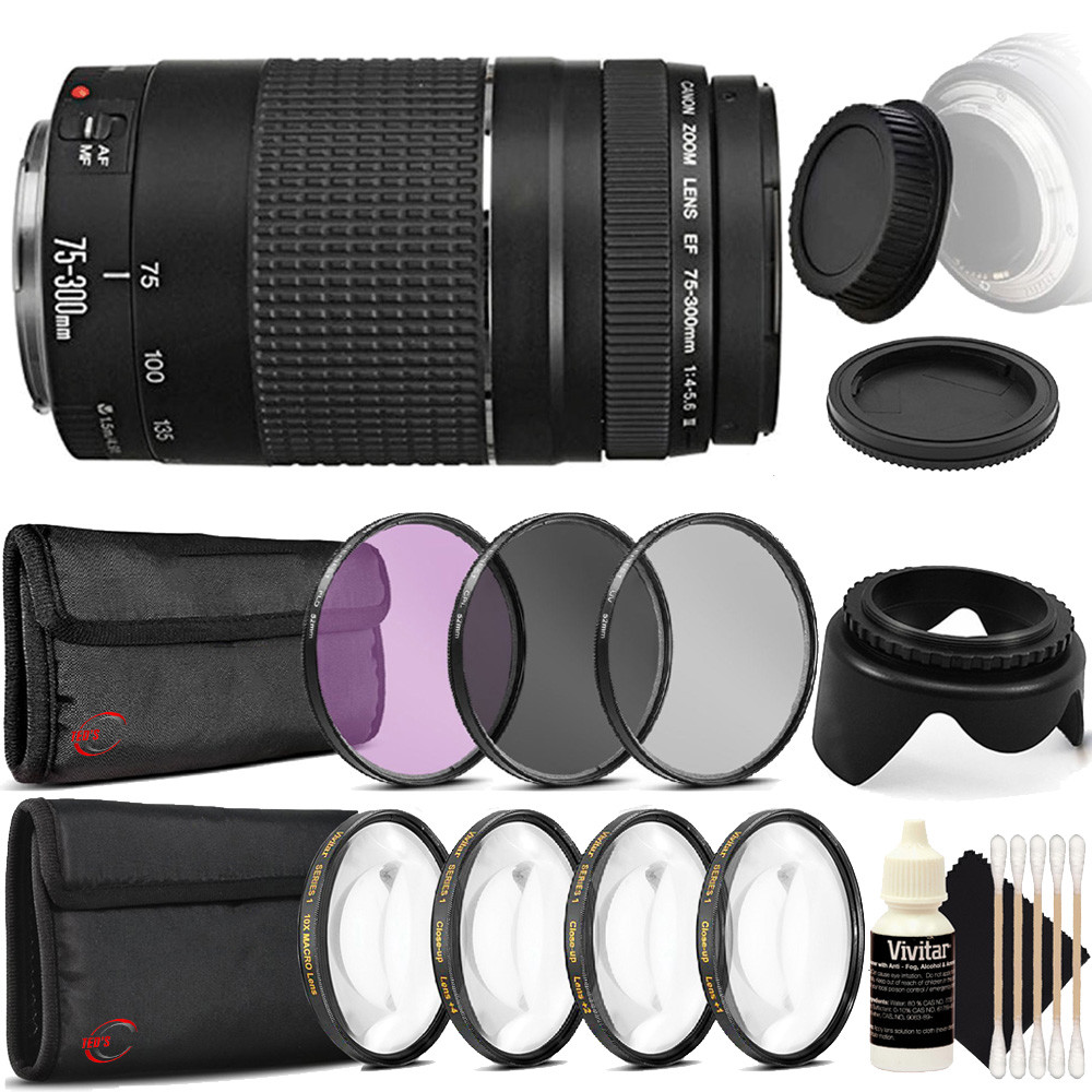 Canon EF 75-300mm f/4-5.6 III Lens Accessory Kit for Canon T3i T2i