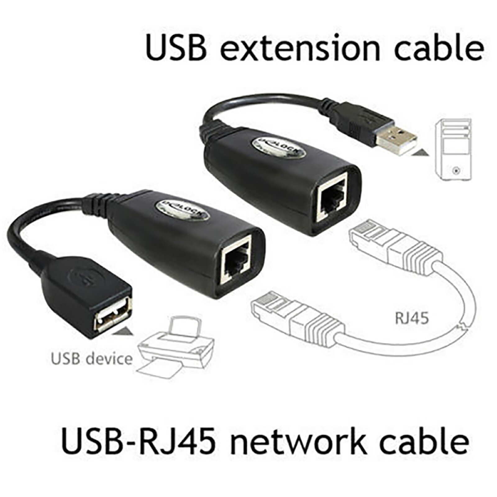 1m USB to Ethernet Extender Cable for RJ45 Cat5e/6 LAN Network Adapter-image