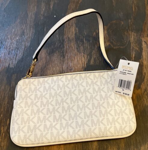 Muñequera a rayas con logotipo grande de viaje Michael Kors Jet Set nueva con etiquetas $148 - Imagen 2 de 5
