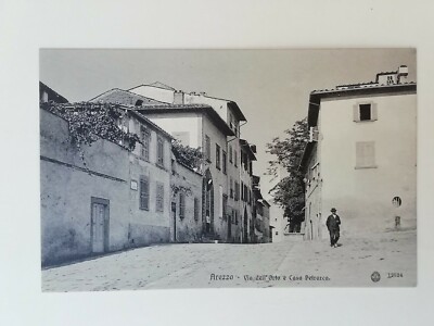 Postcard Arezzo Tuscany Via dell'orto Casa Petrarca animated landscape