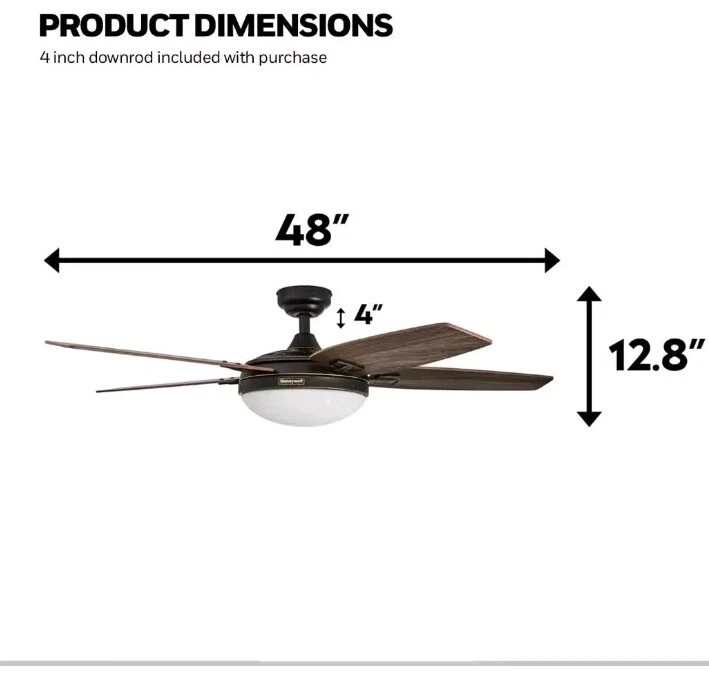 Ceiling Fan Carmel 48" Integrated Light Kit Remote Control Bronze Reversible - Image 4 of 4