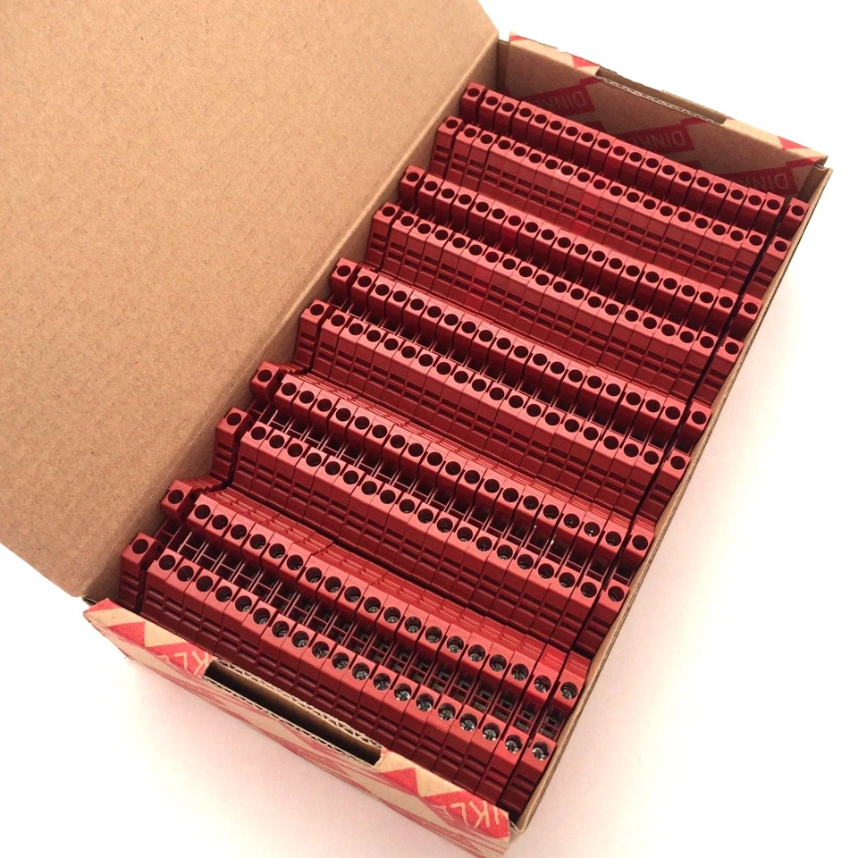 DIN Rail Terminal Blocks 100 Quantity DK2.5N-RD Dinkle Red 12 AWG 20 A 600 V - Image 3 of 3