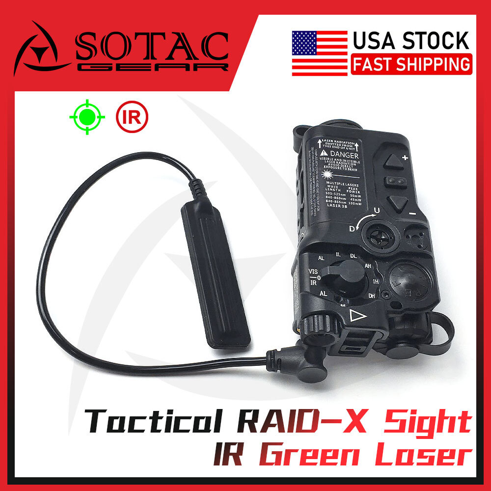 Tactical RAID-X IR Aiming Sight Red Green Dot Laser Hunting Flashlight SOTAC US