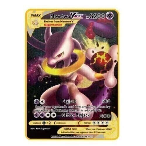 NEW Pokemon Cards Mewtwo VMAX TCG Metal Pokémon Card 3200 HP NEW Pokemon Cards Mewtwo VMAX TCG Metal Pokémon Card 3200 HP