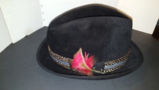 Mallory Fifth Avenue New York Size 7 Vintage Fedora Hat with Feather pin