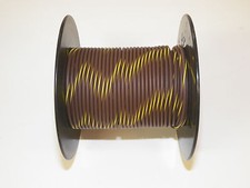 100 FOOT SPOOL 18 GAUGE GXL HI TEMP WIRE BROWN / YELLOW STRIPE AUTOMOTIVE FEET