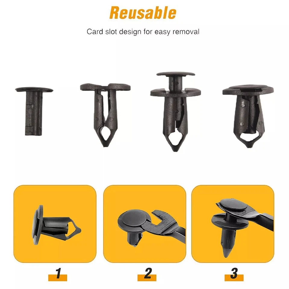 120x Car Retainer Auto Fasteners Push Trim Plastic Clips Pin Rivet Bumper Kit Foto 3 de 4