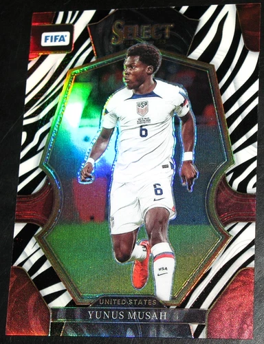 2022-23 Select FIFA Yunus Musah # 07/25 Zebra Prizm Mezzanine #188 USA