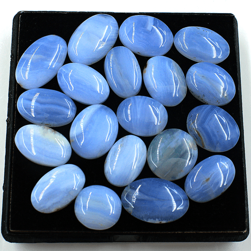 19 Pcs Natural Blue Chalcedony Top Grade 16mm-23mm Oval Cabochon Loose Gemstones - Picture 4 of 13