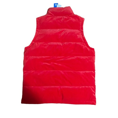 Adidas Adicolor Velvet Puffer Vest Womens Medium Scarlet MSRP $180 NWT - Picture 4 of 7
