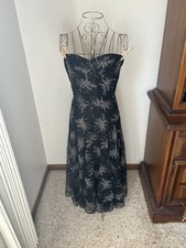 Carmen Marc Valvo Vintage 90s Floral Strapless Midi Dress Size 2 Women’s Black