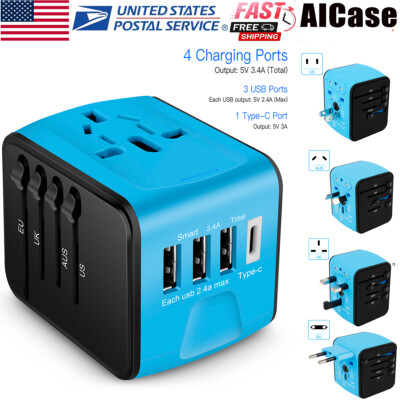 Travel Adapter International Universal 4 USB Charge Ports Converter Plug Charger