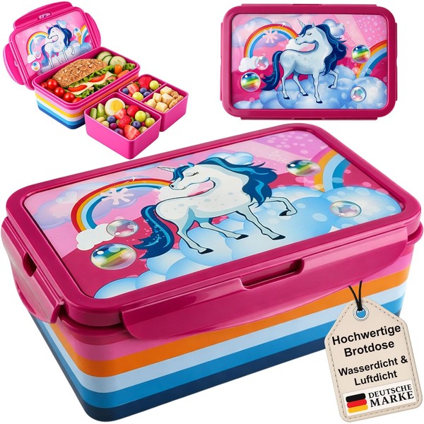 Lunchbox Einhorn Butterbrotdose Brotdose Kunststoff Brotbox Sandwich Pink Box-image
