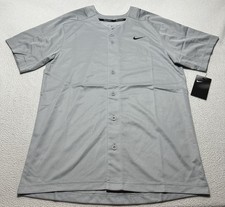 Nike Baseball Men's Team Vapor Full Button Jersey Gray Size Medium BQ5508 NWT