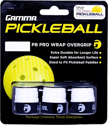 Gamma Pickleball Pro Wrap Overgrip, Extra Tacky, Durable, 3 Pack, White 