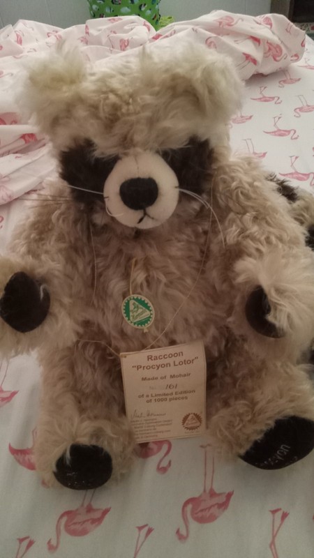 Hermann Raccoon Procyon Lotor. Made in Germany Mohair. Limited Edition.