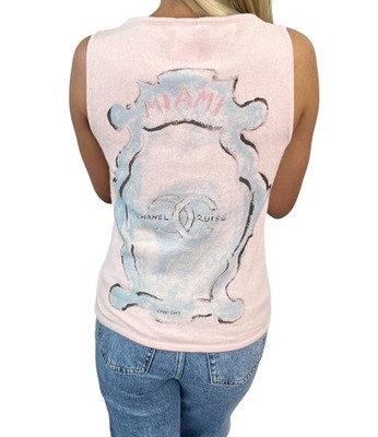 CHANEL Vintage 09C Miami Cruise Printed Knit Tank #36 Top Pink