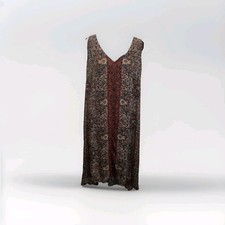 Karen Kane Women's 1X Sleeveless Midi Dress Brown Paisley Floral V-Neck EUC