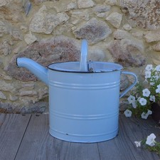 Vintage Emaille Gie&szlig;kanne Hellblau Garten Deko Industrial Original Alt