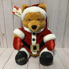Vintage Disney Store Winnie the Pooh Christmas Plush Santa Claus Outfit 1999