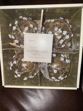 Christian Siriano Christmas Glass Ball Ornament Set of 4 Beaded Shimmery