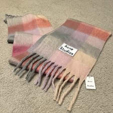 Acne Studios Mohair Checked Scarf  Fuchsia/Lilac/Pink 