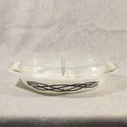 Pyrex Milk Glass Oval Casserole With Lid White Black Vintage