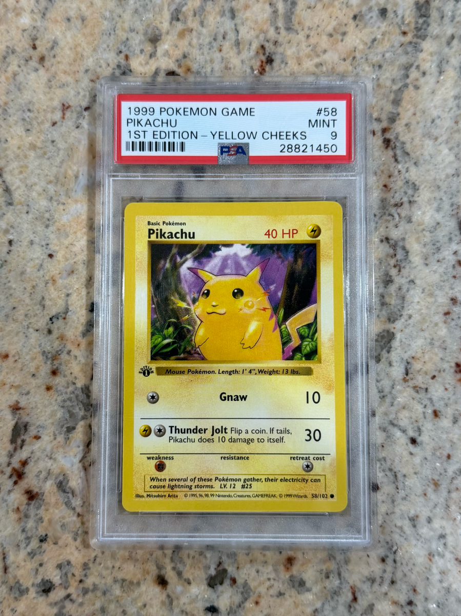 1999 Pokemon Base Set 1st Edition Yellow Cheeks #58 Pikachu PSA 9