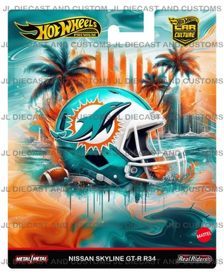 #ad #ad Hot Wheels Custom Miami Dolphins NFL Team Premium Sized Card $15.00
