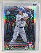 Ethan Conrad 2025 Bowman Chrome #BDC-17 Etched In Glass Variation 1st RC SSP
