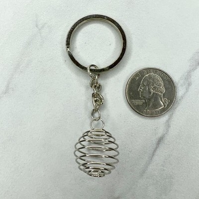 Silver Tone Spring Beehive Swirl Keychain Keyring