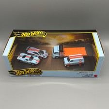nuovo set diorama garage HOT WHEELS PREMIUM GULF van MCLAREN F1 blu FORD GT-40