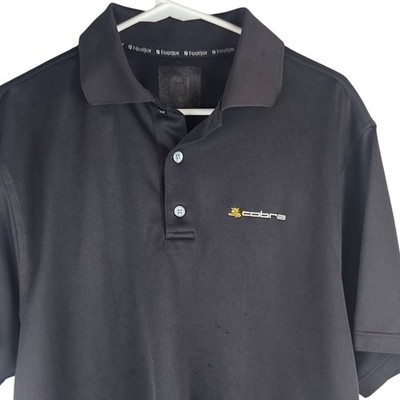 FootJoy Mens Cobra Golf Staff XL Polo Shirt Black Short Sleeve Performance