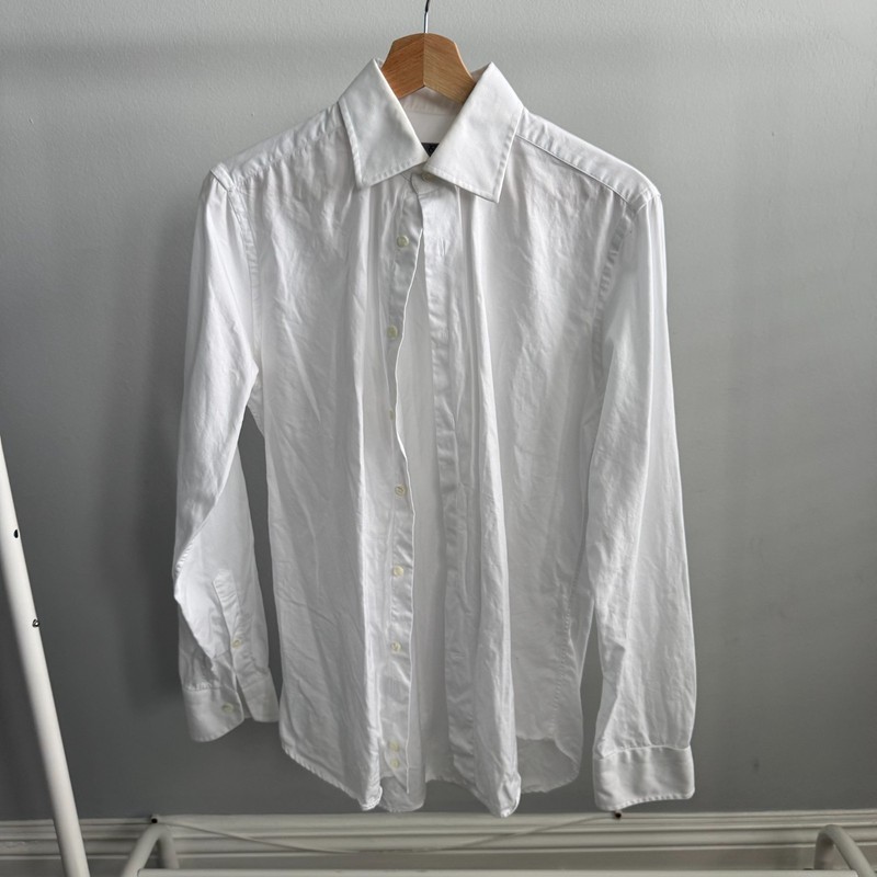 Canali White Men's Button Up Formal Shirt - Size 38-15